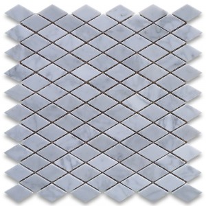 Carrara White 1x1 Rhomboid Diamond Polished Marble Mosaic